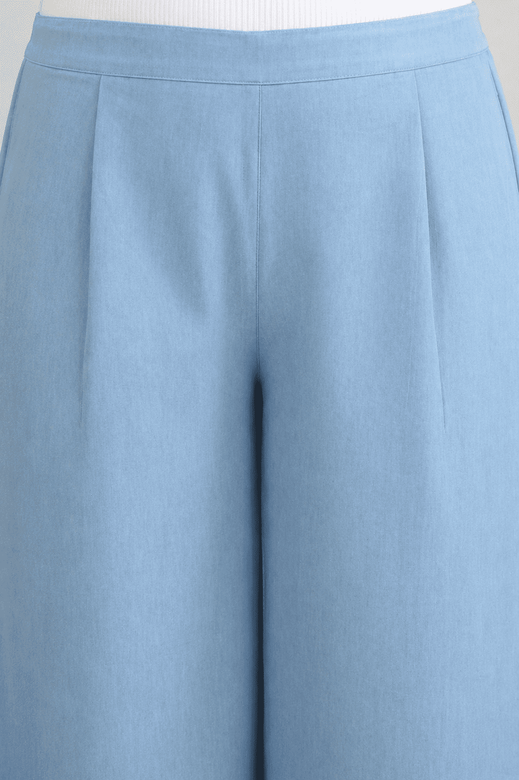 Women Denim Blue Printed Palazzo Pants | BLEECH