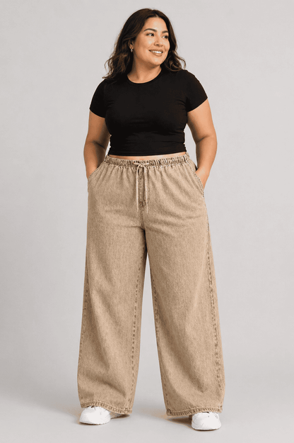 Women Light Coffee Beige Straight Fit Soft Denim Jeans | COFEETA