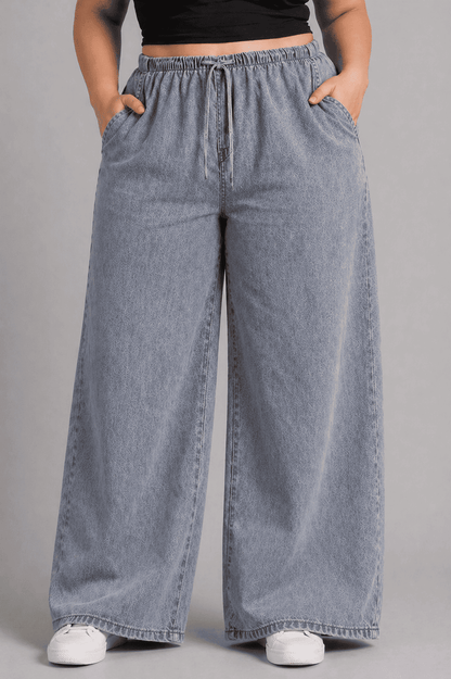 Women Blue Grey  Straight Fit Soft Denim Jeans | TEMPA