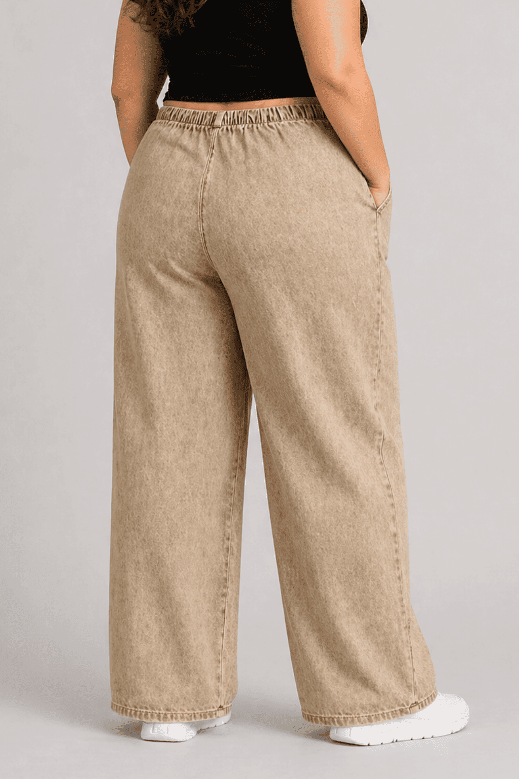 Women Light Coffee Beige Straight Fit Soft Denim Jeans | COFEETA