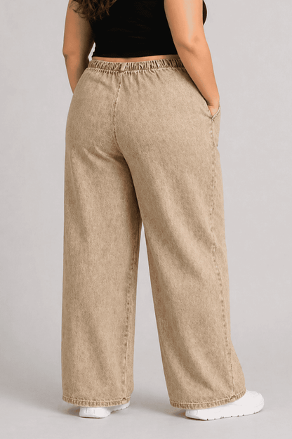 Women Light Coffee Beige Straight Fit Soft Denim Jeans | COFEETA