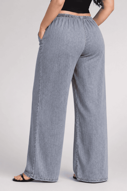 Women Blue Grey  Straight Fit Soft Denim Jeans | TEMPA
