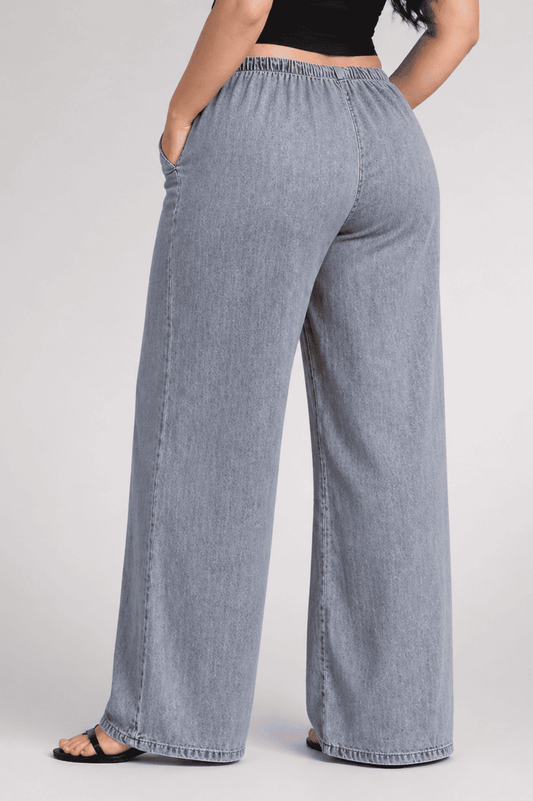Women Blue Grey  Straight Fit Soft Denim Jeans | TEMPA