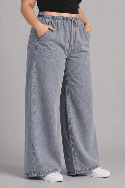 Women Blue Grey  Straight Fit Soft Denim Jeans | TEMPA