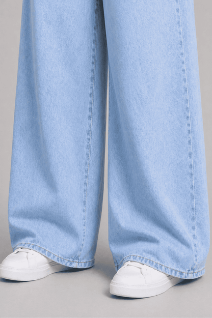 Women Light Blue Straight Fit Soft Denim Jeans | BLUETA