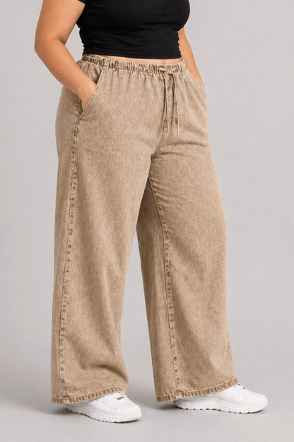 Women Light Coffee Beige Straight Fit Soft Denim Jeans | COFEETA