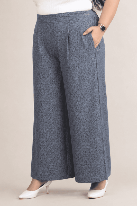 Premium Micro Floral Printed Wide Leg Palazzo Pants for Women (XS–10XL)