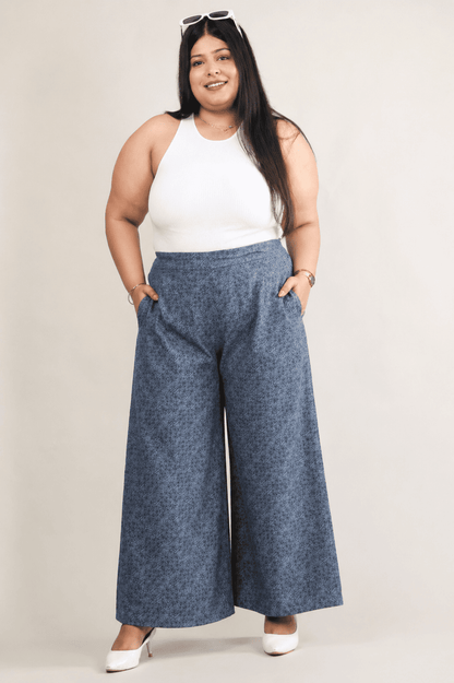 Premium Micro Floral Printed Wide Leg Palazzo Pants for Women (XS–10XL)