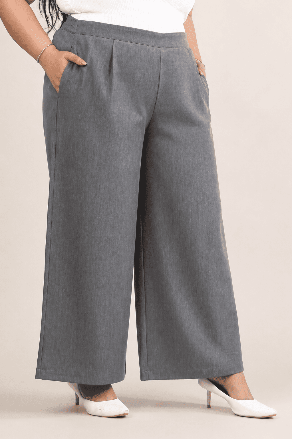 Premium Grey Wide Leg Palazzo Pants for Women | GREYTO