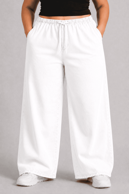 Women White Beige Straight Fit Soft Denim Jeans | SOFEETA