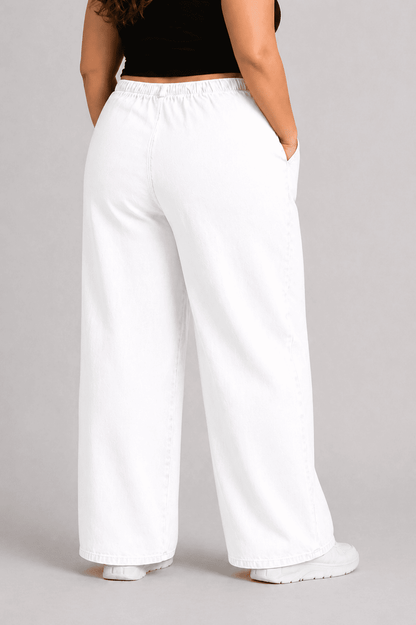 Women White Beige Straight Fit Soft Denim Jeans | SOFEETA