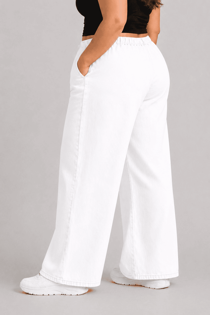 Women White Beige Straight Fit Soft Denim Jeans | SOFEETA