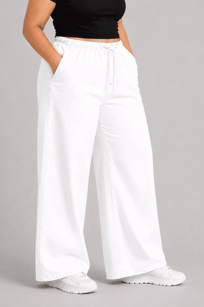 Women White Beige Straight Fit Soft Denim Jeans | SOFEETA