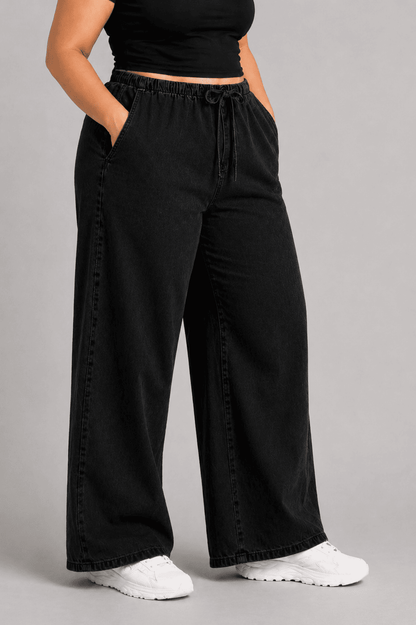 Women Black Beige Straight Fit Soft Denim Jeans | BLACTI