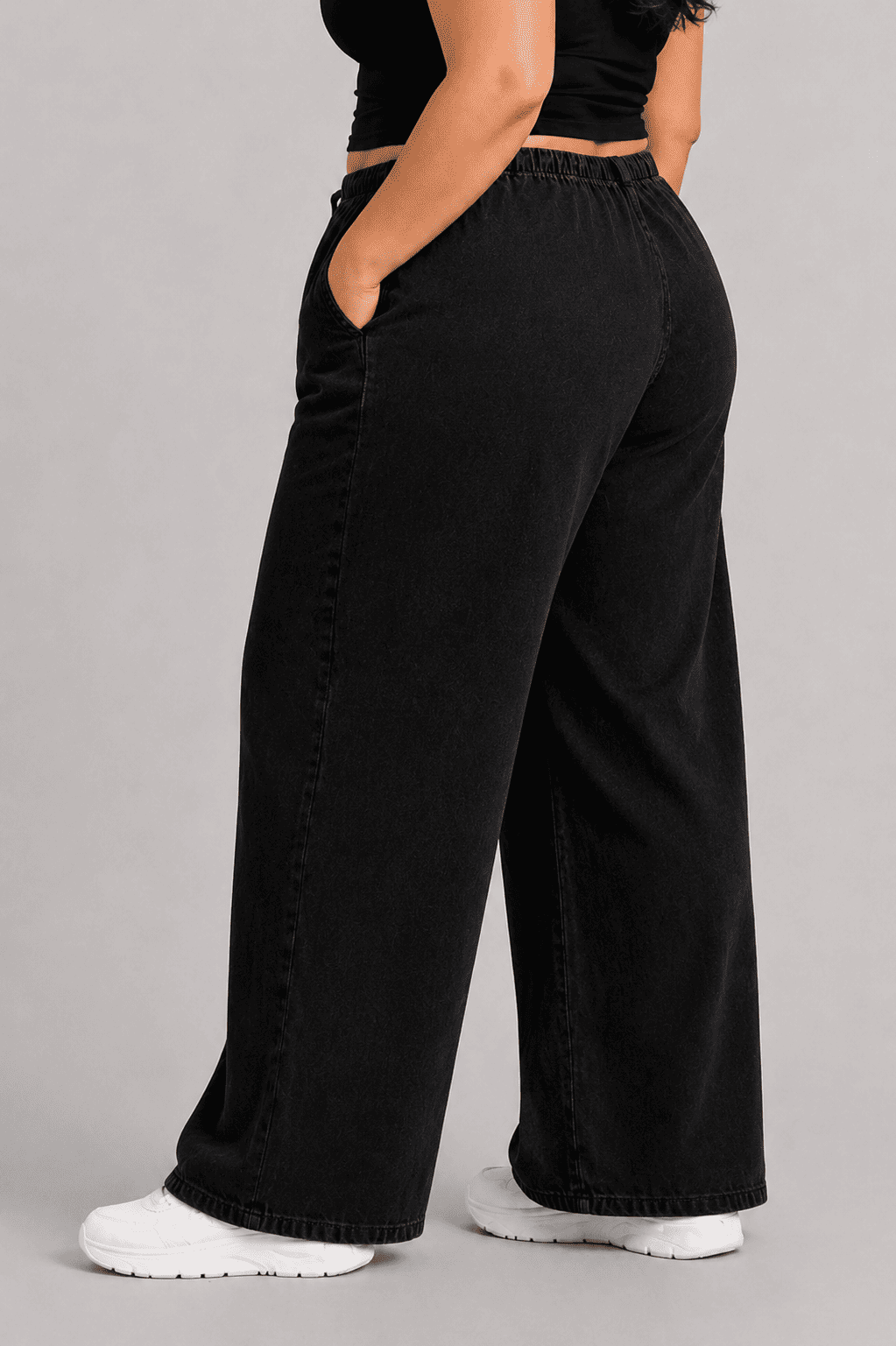 Women Black Beige Straight Fit Soft Denim Jeans | BLACTI